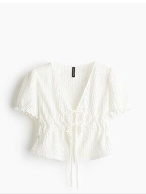 H&M Divided Crinkled Tie Front Top